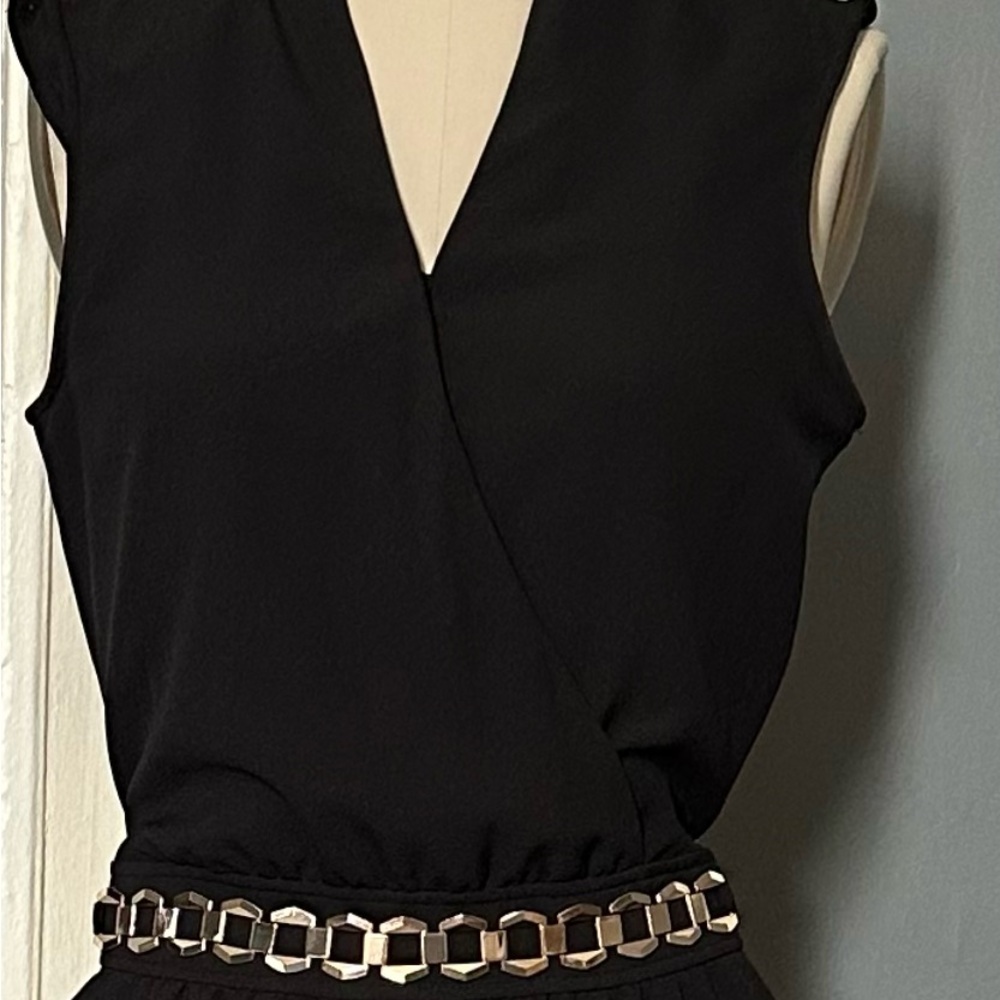 Black Jumpsuit with Gold Accent Belt
